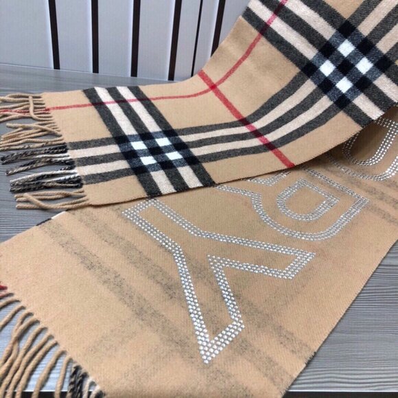 BURBERRY Reversible Crystal Logo Check Scarf Unisex - Picture 4 of 9